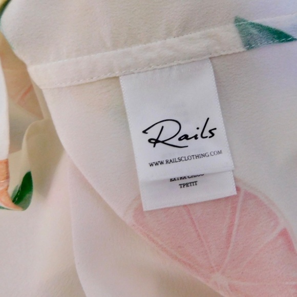 NWT!! RAILS Thea Citrus Print Silk Tie Front Top Blouse Button Down X-Small - Picture 13 of 16